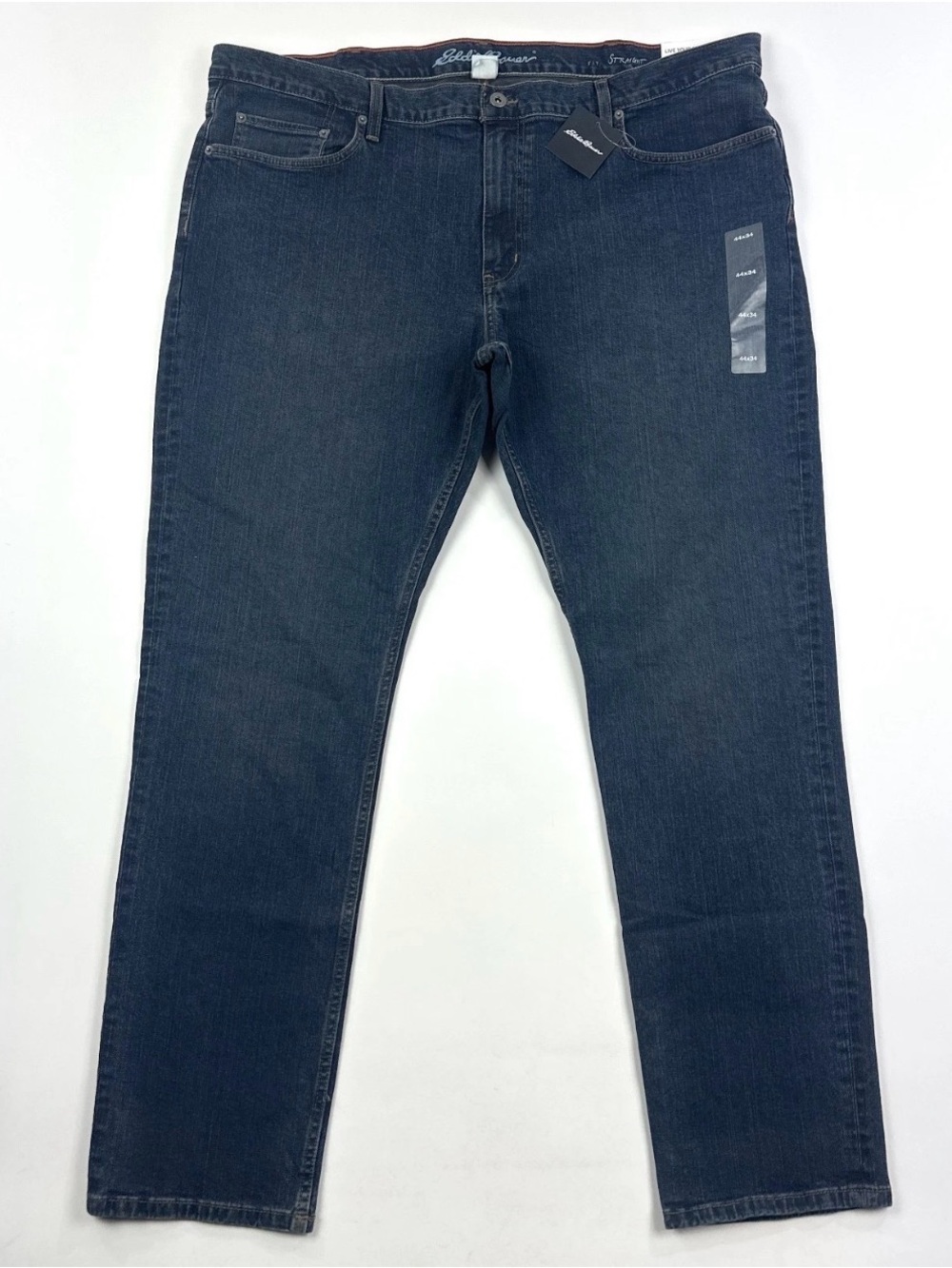 Eddie Bauer H2LOW Flex Straight Leg Mens 44x34 Jeans Dark Blue Stretch Denim